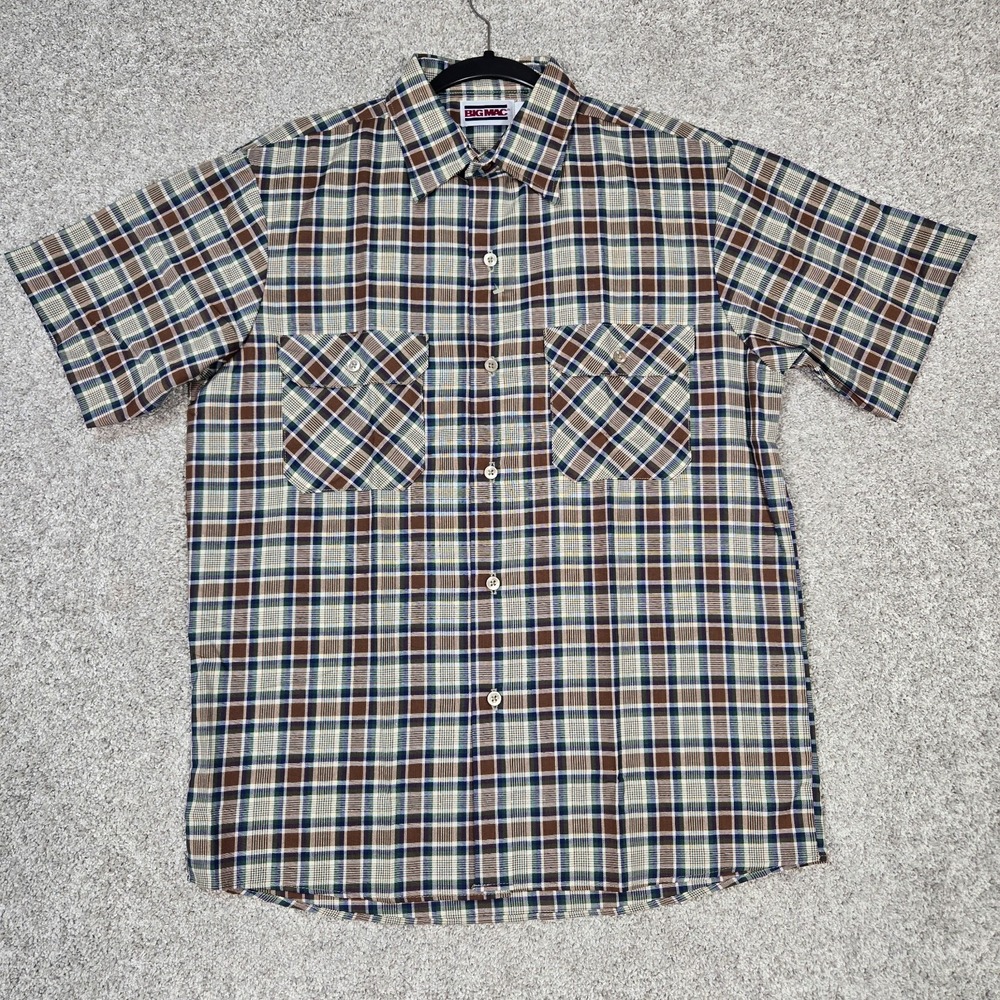 Vintage Big Mac work Shirt Men Medium Plaid Short Sleeve NEW NO TAG DEADSTOCK